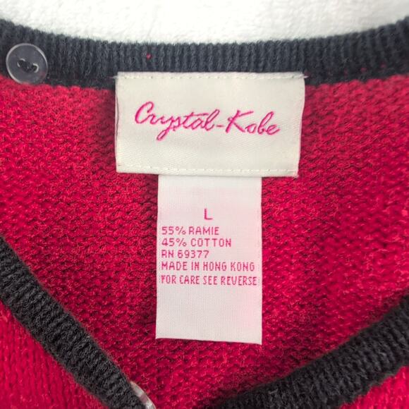 Vintage Crystal Kobe Scottie Dog Whimsical Button Up Knit Cardigan Women's Large - Picture 2 of 9